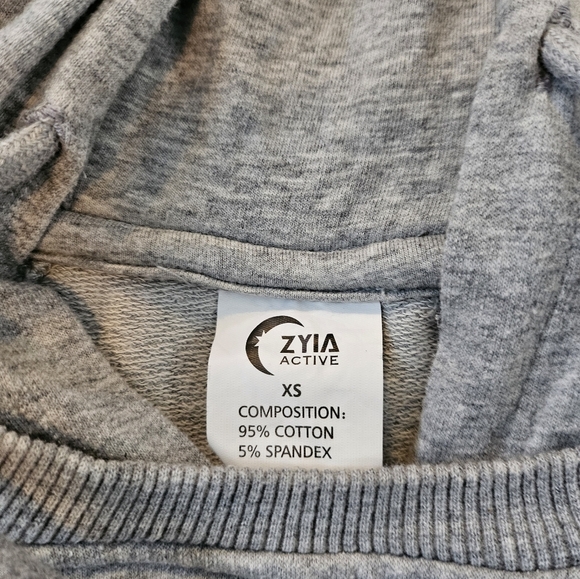 Zyia Active Combo Pocket Sweatshirt Grey Quilted Hooded Size XS - Picture 5 of 8